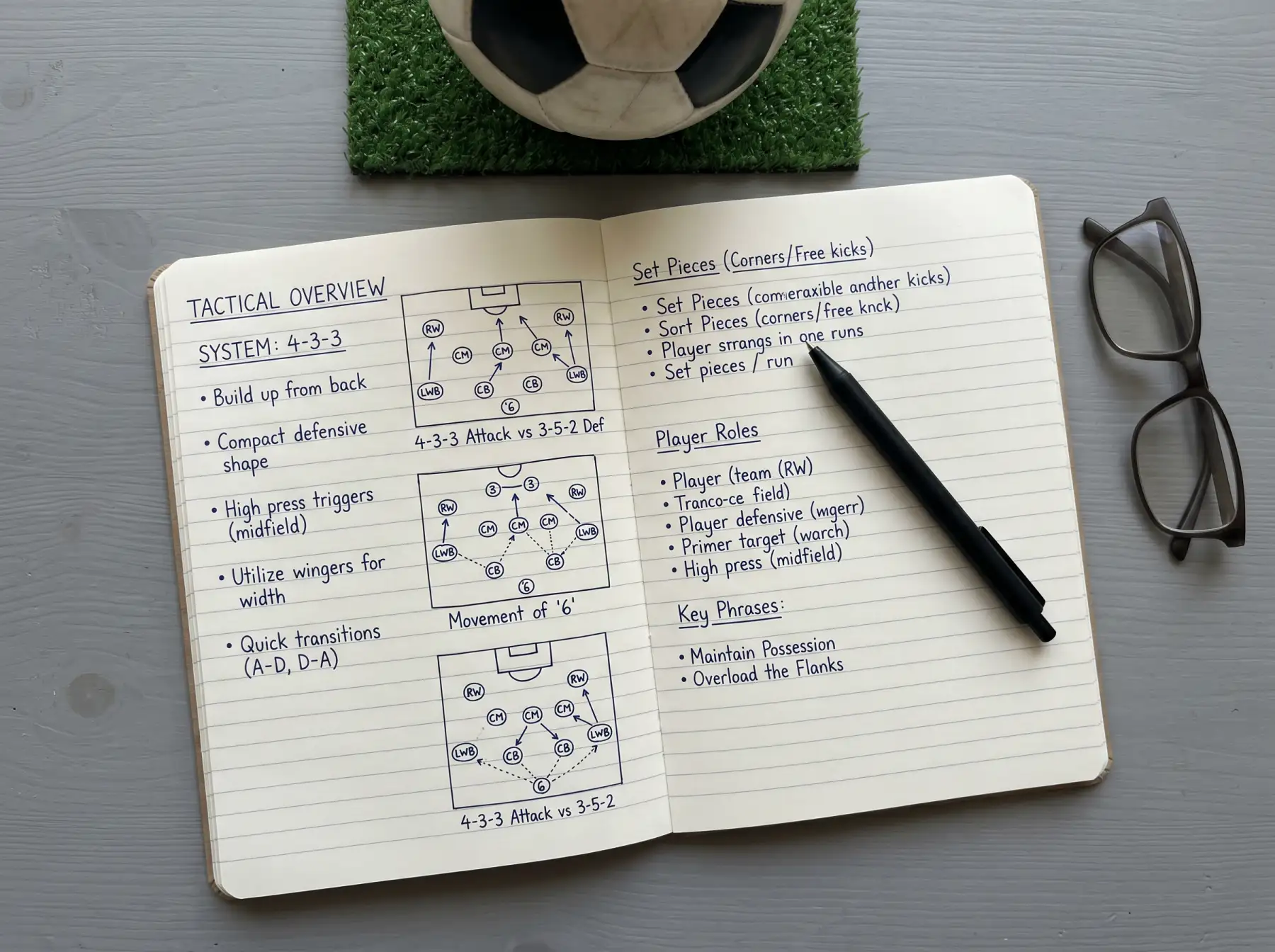 Cuaderno con anotaciones sobre mercados de apuestas de fútbol